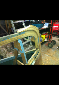 25ft Andrews under restoration. With a new stem section apron frames underway.